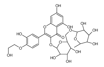 5,7-dihydroxy-2-[3-hydroxy-4-(2-hydroxyethoxy)phenyl]-3-[(2S,3R,4S,5S,6R)-3,4,5-trihydroxy-6-[[(2R,3R,4R,5R,6S)-3,4,5-trihydroxy-6-methyloxan-2-yl]oxymethyl]oxan-2-yl]oxychromen-4-one结构式