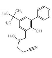 3-[(2-hydroxy-3-phenyl-5-tert-butyl-phenyl)methyl-methyl-amino]propanenitrile Structure