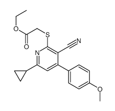 ethyl 2-[3-cyano-6-cyclopropyl-4-(4-methoxyphenyl)pyridin-2-yl]sulfanylacetate Structure