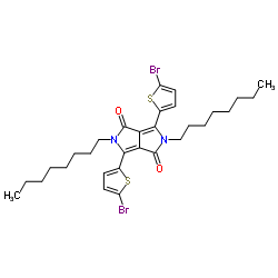 3,6-bis-(5-Bromo-2-thienyl)-2,5-dihydro-2,5-dioctylpyrrolo[3,4-c]pyrrole-1,4-dione structure