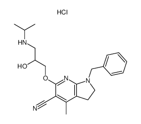 1-Benzyl-4-methyl-5-cyano-6-(3'-isopropylamino-2'-hydroxypropoxy)-7-azaindoline hydrochloride结构式