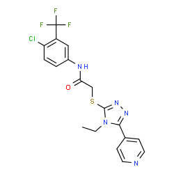 N-[4-chloro-3-(trifluoromethyl)phenyl]-2-{[4-ethyl-5-(4-pyridinyl)-4H-1,2,4-triazol-3-yl]sulfanyl}acetamide结构式