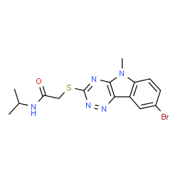 Acetamide, 2-[(8-bromo-5-methyl-5H-1,2,4-triazino[5,6-b]indol-3-yl)thio]-N-(1-methylethyl)- (9CI)结构式