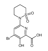 4-bromo-6-(1,1-dioxido-1,2-thiazinan-2-yl)-3-hydroxypyridine-2-carboxylic acid结构式