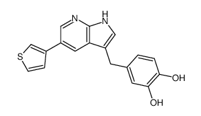 4-[(5-thiophen-3-yl-1H-pyrrolo[2,3-b]pyridin-3-yl)methyl]benzene-1,2-diol Structure