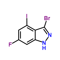 3-Bromo-6-fluoro-4-iodo-1H-indazole structure