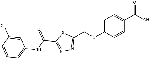 4-[(5-{[(3-chlorophenyl)amino]carbonyl}-1,3,4-thiadiazol-2-yl)methoxy]benzoic acid结构式