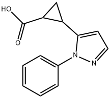 2-(1-苯基-1H-吡唑-5-基)环丙烷-1-羧酸结构式