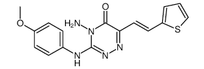 4-amino-3-(4-methoxyanilino)-6-(2-thiophen-2-ylethenyl)-1,2,4-triazin-5-one结构式