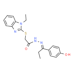 2-[(1-ethyl-1H-benzimidazol-2-yl)sulfanyl]-N'-[(1E)-1-(4-hydroxyphenyl)propylidene]acetohydrazide picture