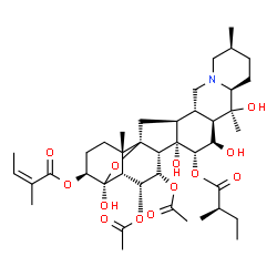 6α,7α-Diacetoxy-4α,9-epoxy-15α-[(R)-2-methyl-1-oxobutoxy]-3β-[[(Z)-2-methyl-1-oxo-2-butenyl]oxy]cevane-4,14,16β,20-tetrol structure