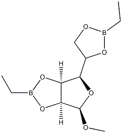 Methyl 2-O,3-O:5-O,6-O-bis(ethylboranediyl)-α-D-mannofuranoside结构式