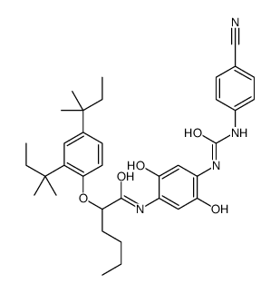 2-[2,4-bis(1,1-dimethylpropyl)phenoxy]-N-[4-[[[(4-cyanophenyl)amino]carbonyl]amino]-2,5-dihydroxyphenyl]hexanamide structure