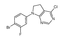 7-(4-bromo-3-fluorophenyl)-4-chloro-6,7-dihydro-5H-pyrrolo[2,3-d]pyrimidine结构式