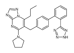 2-propyl-4-pyrrolidin-1-yl-3-[[4-[2-(2H-tetrazol-5-yl)phenyl]phenyl]me thyl]-1,5,7,9-tetrazabicyclo[4.3.0]nona-2,4,6,8-tetraene structure