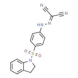 {[4-(2,3-Dihydro-1H-indol-1-ylsulfonyl)phenyl]hydrazono}malononitrile structure