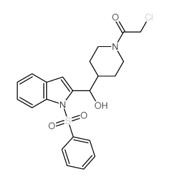 1-[4-[[1-(benzenesulfonyl)indol-2-yl]-hydroxy-methyl]-1-piperidyl]-2-chloro-ethanone结构式