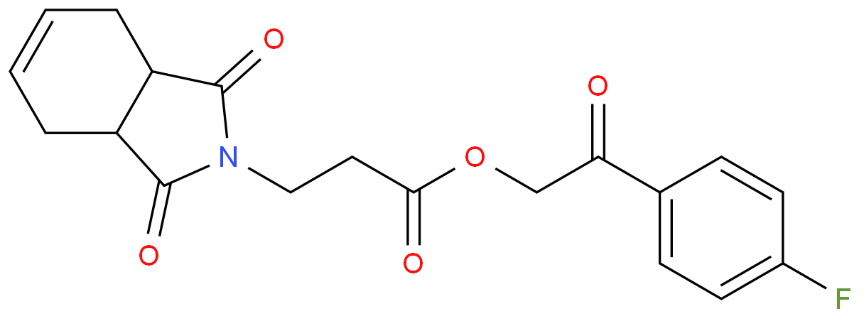 3-(1,3-dioxo-3a,4,7,7a-tetrahydroisoindol-2-yl)propanoic acid [2-(4-fluorophenyl)-2-oxoethyl] ester结构式