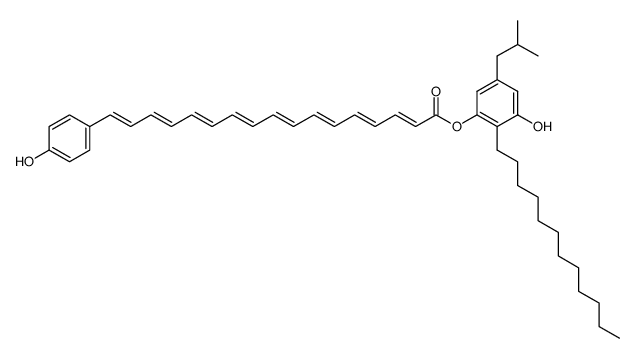 17-(4-Hydroxyphenyl)-2,4,6,8,10,12,14,16-heptadecaoctaenoic acid 2-dodecyl-3-hydroxy-5-isobutylphenyl ester structure