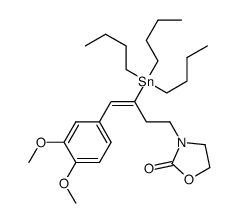 3-[3-(tributylstannanyl)-4-(3,4-dimethoxyphenyl)-but-3-enyl]-1,3-oxazolidine-2-one Structure