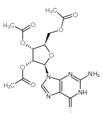 2-氨基-9-(2,3,5-三邻乙酰基-beta-d-呋喃核糖基)-6-硫代嘌呤结构式