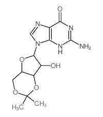 2-amino-9-(9-hydroxy-3,3-dimethyl-2,4,7-trioxabicyclo[4.3.0]non-8-yl)-3H-purin-6-one结构式