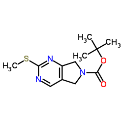 5,7-二氢-2-(甲硫基)-6H-吡咯并[3,4-d]嘧啶-6-羧酸叔丁酯结构式