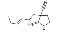 5-amino-4-hex-3-enyl-2,3-dihydropyrrole-4-carbonitrile结构式