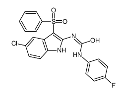 1-[3-(benzenesulfonyl)-5-chloro-1H-indol-2-yl]-3-(4-fluorophenyl)urea结构式