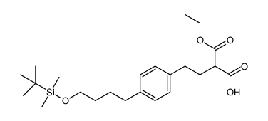 2-(2-(4-(4-(tert-butyldimethylsilanyloxy)-butyl)-phenyl)-ethyl)-malonic acid monoethyl ester结构式