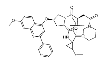 ethyl 1-((2S,4R)-1-((S)-2-tert-butyl-4-oxo-4-(piperidin-1-yl)butanoyl)-4-(7-methoxy-2-phenylquinolin-4-yloxy)pyrrolidine-2-carboxamido)-2-vinylcyclopropanecarboxylate结构式