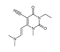 (E)-6-(2-(dimethylamino)vinyl)-3-ethyl-1-methyl-2,4-dioxo-1,2,3,4-tetrahydropyrimidine-5-carbonitrile结构式