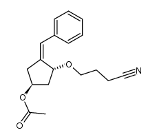 (1S,4R,Z)-3-benzylidene-4-(3-cyanopropoxy)cyclopentyl acetate结构式