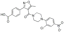 4-(4-(4-(2-chloro-4-nitrophenyl)piperazine-1-carbonyl)-5-Methylisoxazol-3-yl)benzoic acid structure