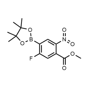 5-氟-2-硝基-4-(4,4,5,5-四甲基-1,3,2-二氧杂硼烷-2-基)苯甲酸甲酯结构式