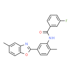 3-Fluoro-N-[2-methyl-5-(5-methyl-1,3-benzoxazol-2-yl)phenyl]benzamide结构式