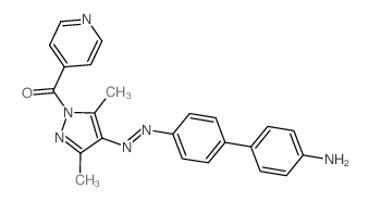 [4-[4-(4-aminophenyl)phenyl]diazenyl-3,5-dimethyl-pyrazol-1-yl]-pyridin-4-yl-methanone structure