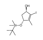 (1R,4R)-4-(tert-butyldimethylsilanyloxy)-2-iodo-3-methylcyclopent-2-en-1-ol结构式