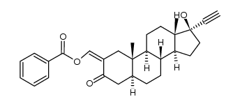 (5α,17α)-2-[(benzoyloxy)methylene]-17-hydroxypregn-20-yn-3-one结构式