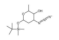 3-Azido-2,3,6-trideoxy-1-O-[dimethyl(2-methyl-2-propanyl)silyl]he xopyranose结构式