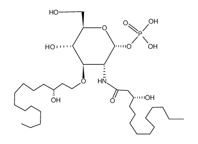 2-deoxy-2-(3-hydroxytetradecanamido)-3-O-(3-hydroxytetradecanyl)glucopyranosyl dihydrogen phosphate结构式