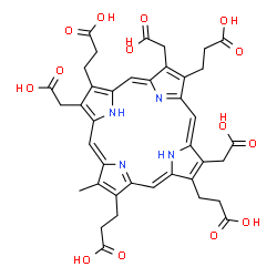 3,8,13-tris(carboxymethyl)-b2(b7-,b12 or b18)-hydroxy-17-methyl-21H,23H-Porphine-2,7,12,18-tetrapropanoic acid structure