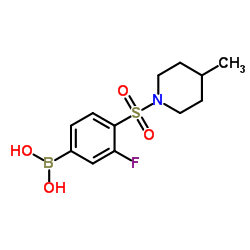 (3-氟-4-((4-甲基哌啶-1-基)磺酰)苯基)硼酸结构式