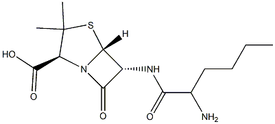 6α-[(2-Amino-1-oxohexyl)amino]penicillanic acid structure