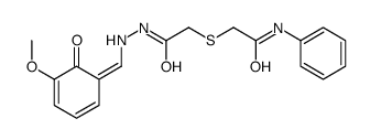 2-[2-[2-[(E)-(5-methoxy-6-oxocyclohexa-2,4-dien-1-ylidene)methyl]hydrazinyl]-2-oxoethyl]sulfanyl-N-phenylacetamide结构式