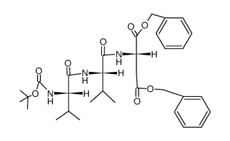 ((tert-Butyloxy)carbonyl)-L-valyl-L-valyl-L-aspartic Acid Dibenzyl Ester Structure