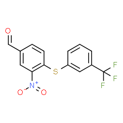 3-Nitro-4-{[3-(trifluoromethyl)phenyl]sulphanyl}benzaldehyde structure