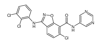 6-chloro-3-(2,3-dichlorophenylamino)-N-(pyrimidin-5-yl)benzo[d]isoxazole-7-carboxamide Structure