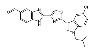 2-{2-[5-chloro-1-(2-methylpropyl)-1H-indol-3-yl]-1,3-oxazol-4-yl}-1H-benzimidazole-5-carbaldehyde结构式