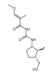 N-[(1'β,4'β,6'α)-6'-fluoro-4'-(hydroxymethyl)cyclopentylaminocarbonyl]-3-methoxy-2-methylprop-2-enamide结构式